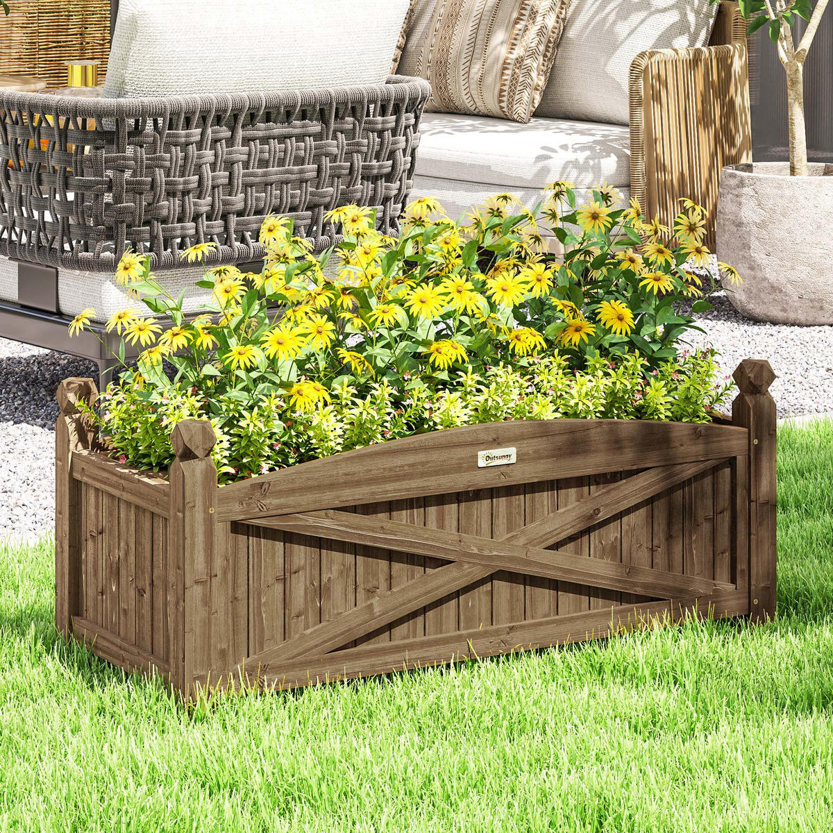 HOCHBEET DE-12206 90/39/37 cm mit Drainage Dunkelbraun - Braun, Holz (90/37/39cm) - ComfortXL