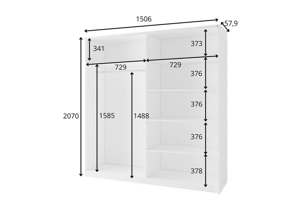 SCHIEBETÜRENSCHRANK ARSOLA 10 - 150/207/57 cm 2-Türig Walnut Villa - Walnussfarben, Holz/Holzwerkstoff (150.6/207/57.9cm)