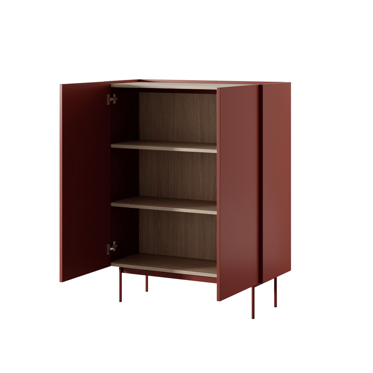 HIGHBOARD COLORE 97/122/37 cm mit 2 Türen Rot - Rot, Holzwerkstoff (97/122/37cm) - MASSENO