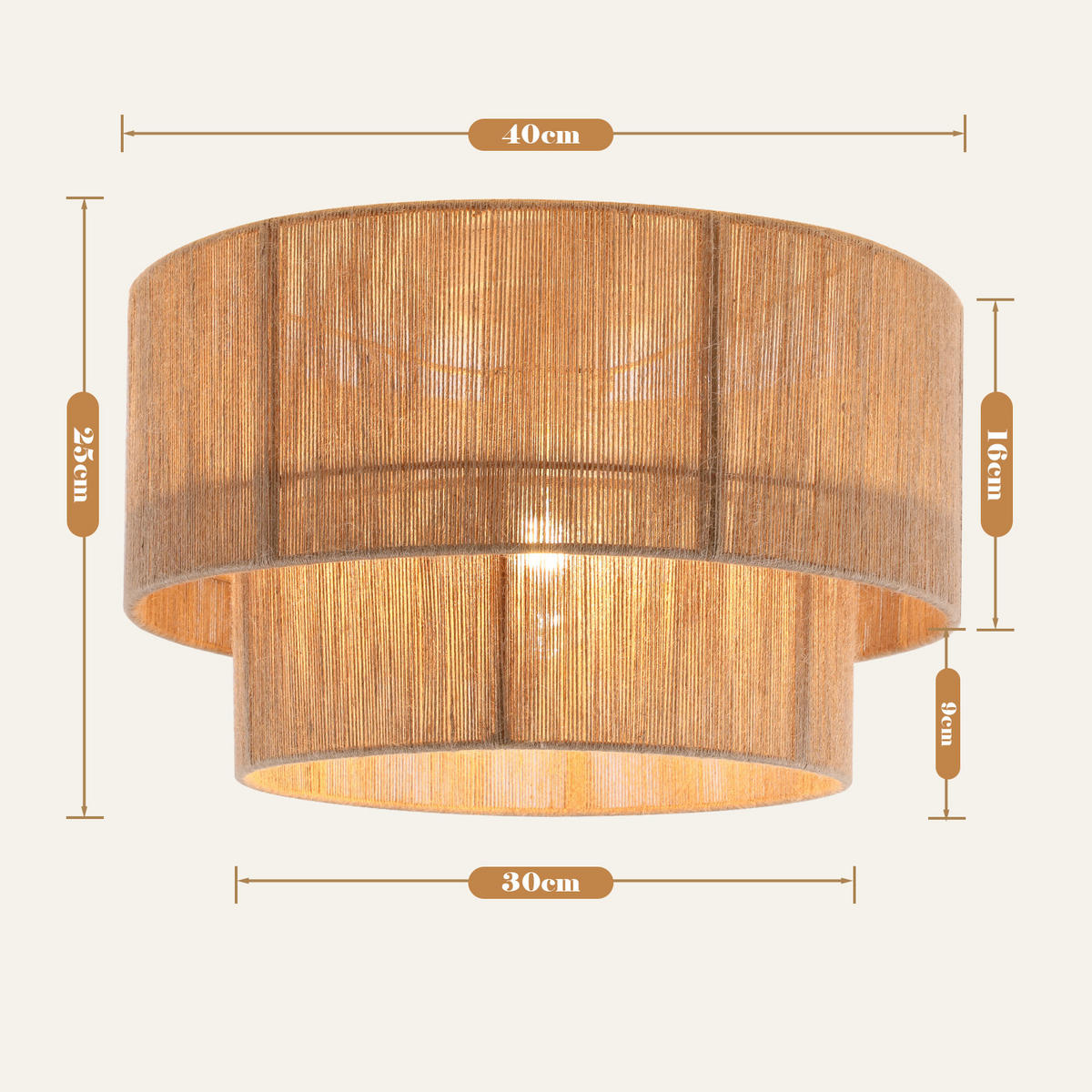 DECKENLEUCHTE Ceilume 40/40/27.5 cm - Braun, Textil (40/40/27.5cm) - ZMH