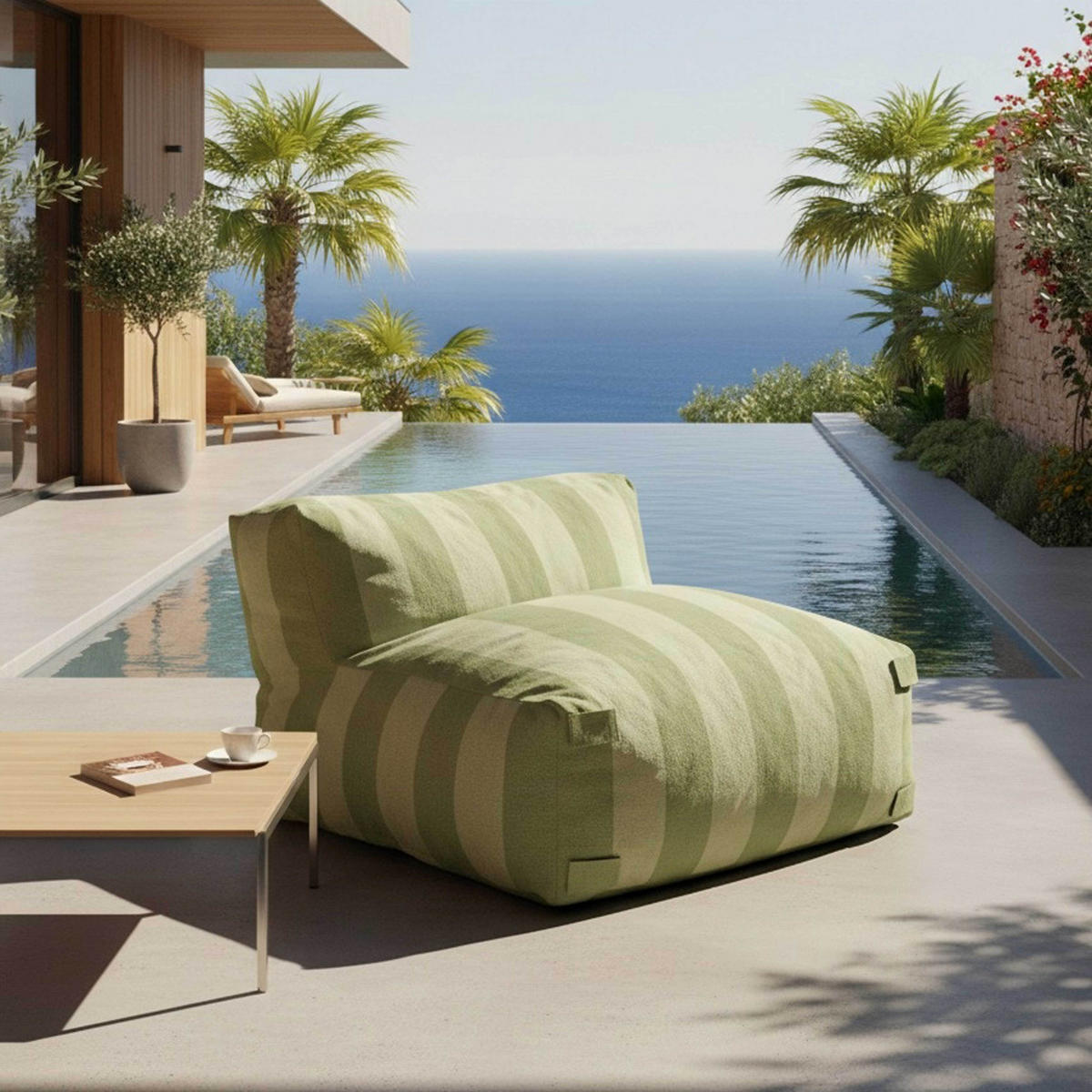 GARTENSOFA mit 5 Sitzplätzen, Kaktusgrün - Grün, Textil - Oviala