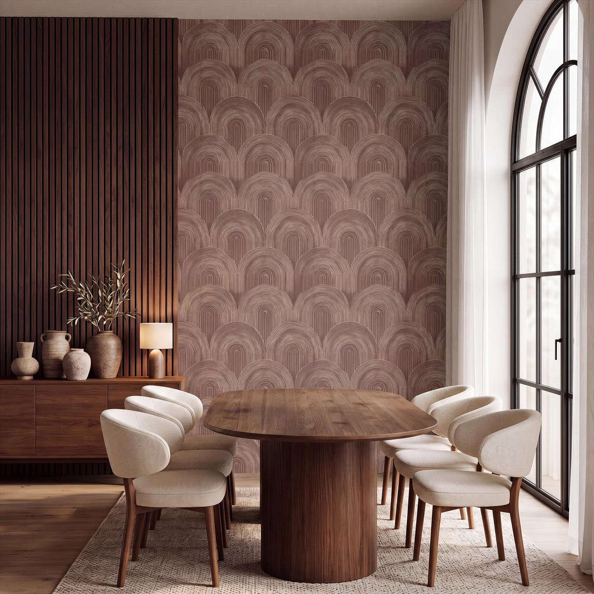 TAPETE - Rhythmic - Aufschlag - Braun - 160x280 cm - Dunkelbraun, Papier (160/280cm) - OnlyWow