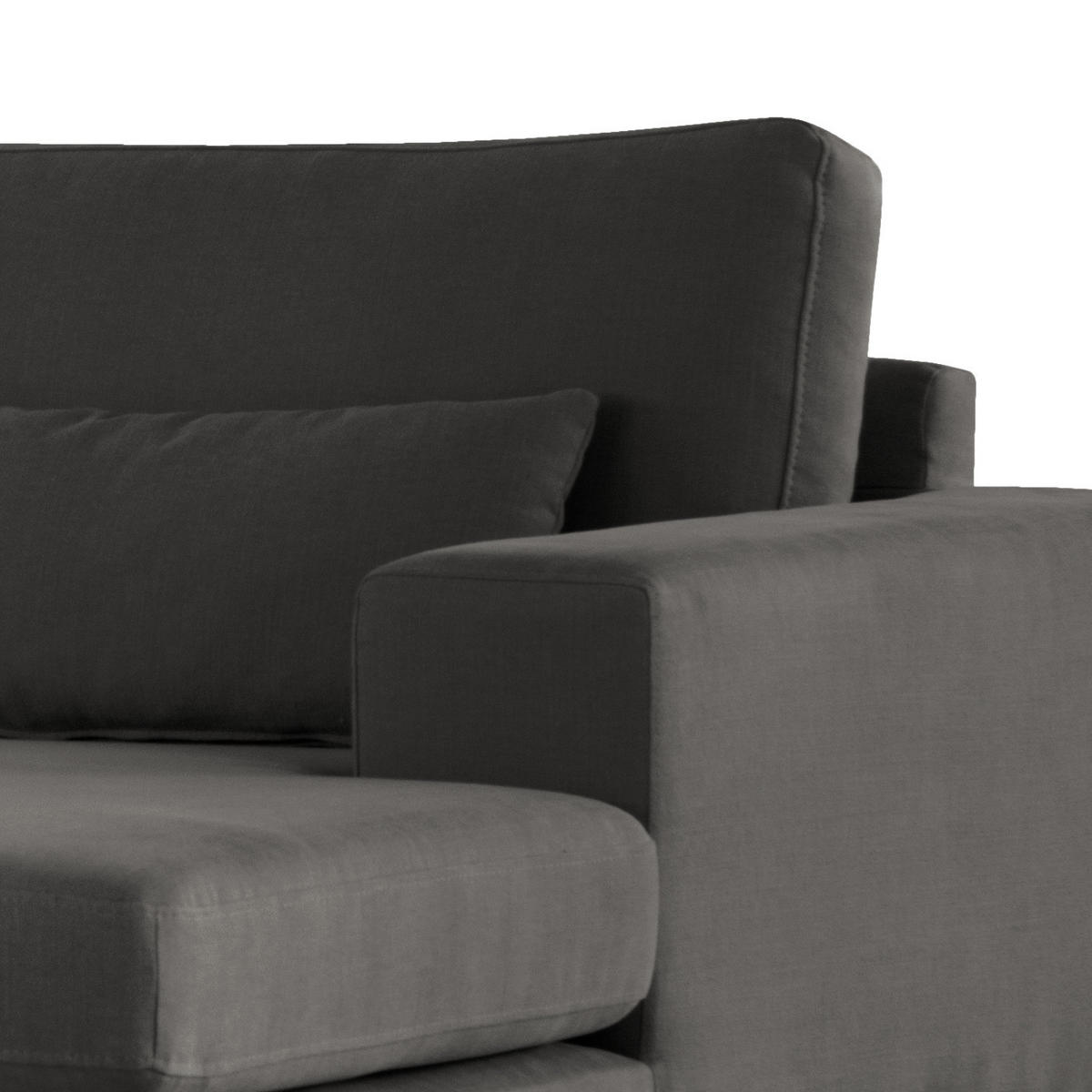 WOHNLANDSCHAFT mit Longchair - Eichefarben/Anthrazit, Naturmaterialien/Eichenholz (371/81/219cm) - home24