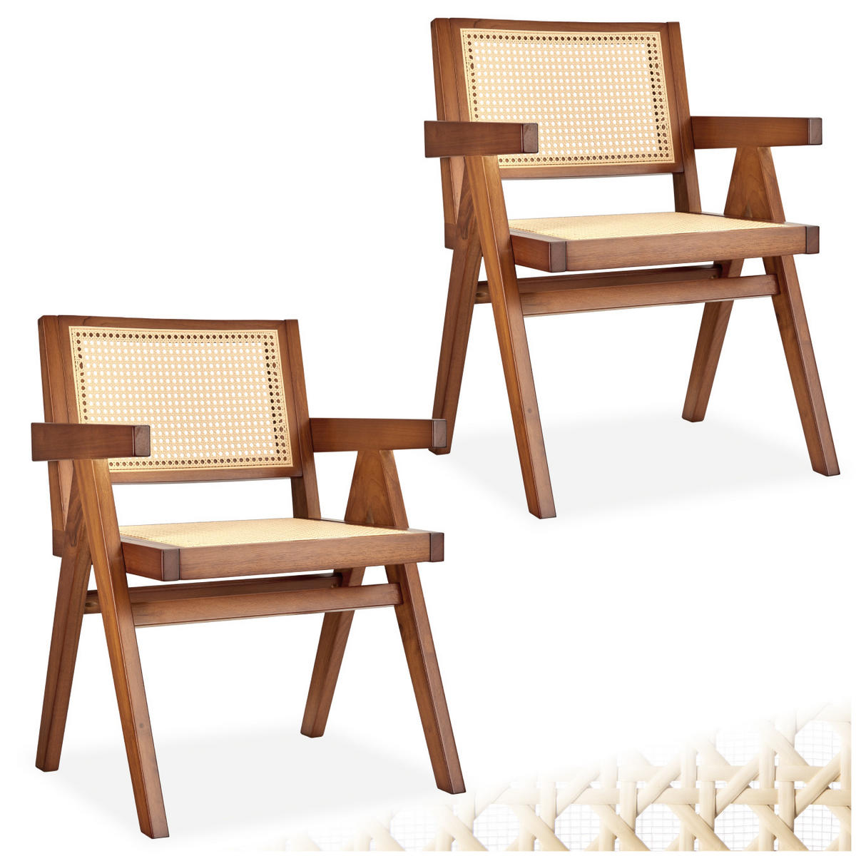 ARMLEHNSTUHL 2er Set Lissy,59 x 56,5 x 82,5 cm, Belastbarkeit 120 kg,Eiche dunkel - Wildeiche, Holz (59.5/82.5/56.5cm) - tectake
