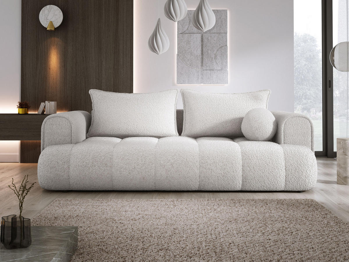 SOFA COCO SCHLAFSOFA mit Bettfunktion, Anthology Stoffbezug, 2-Sitzer, freistehend, Größe: 250x105x90 cm, Esche - Eschefarben, Holz/Textil (250/90/105cm) - DomoHome