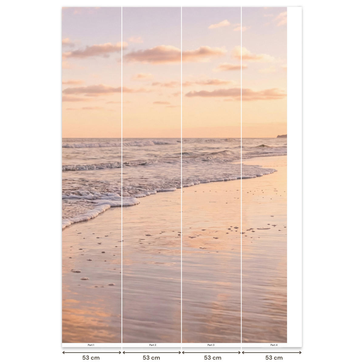 TAPETE - Strand - Brandung - Wolken - 200x300 cm - Hellrosa, Papier (200/300cm) - OnlyWow