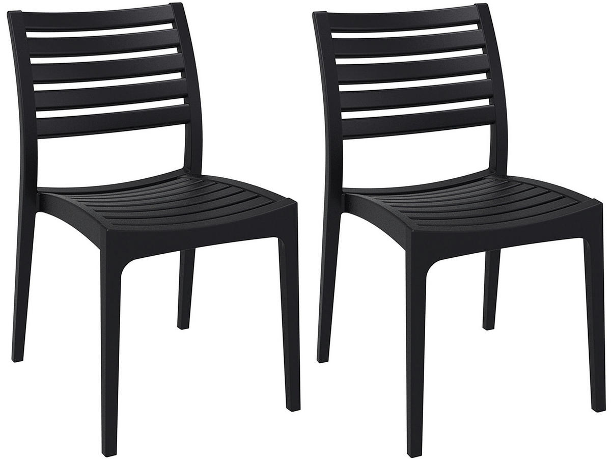 GARTENSTUHL 2er Set Kunststoff schwarz - Schwarz, Kunststoff (48/82/48cm) - CLP