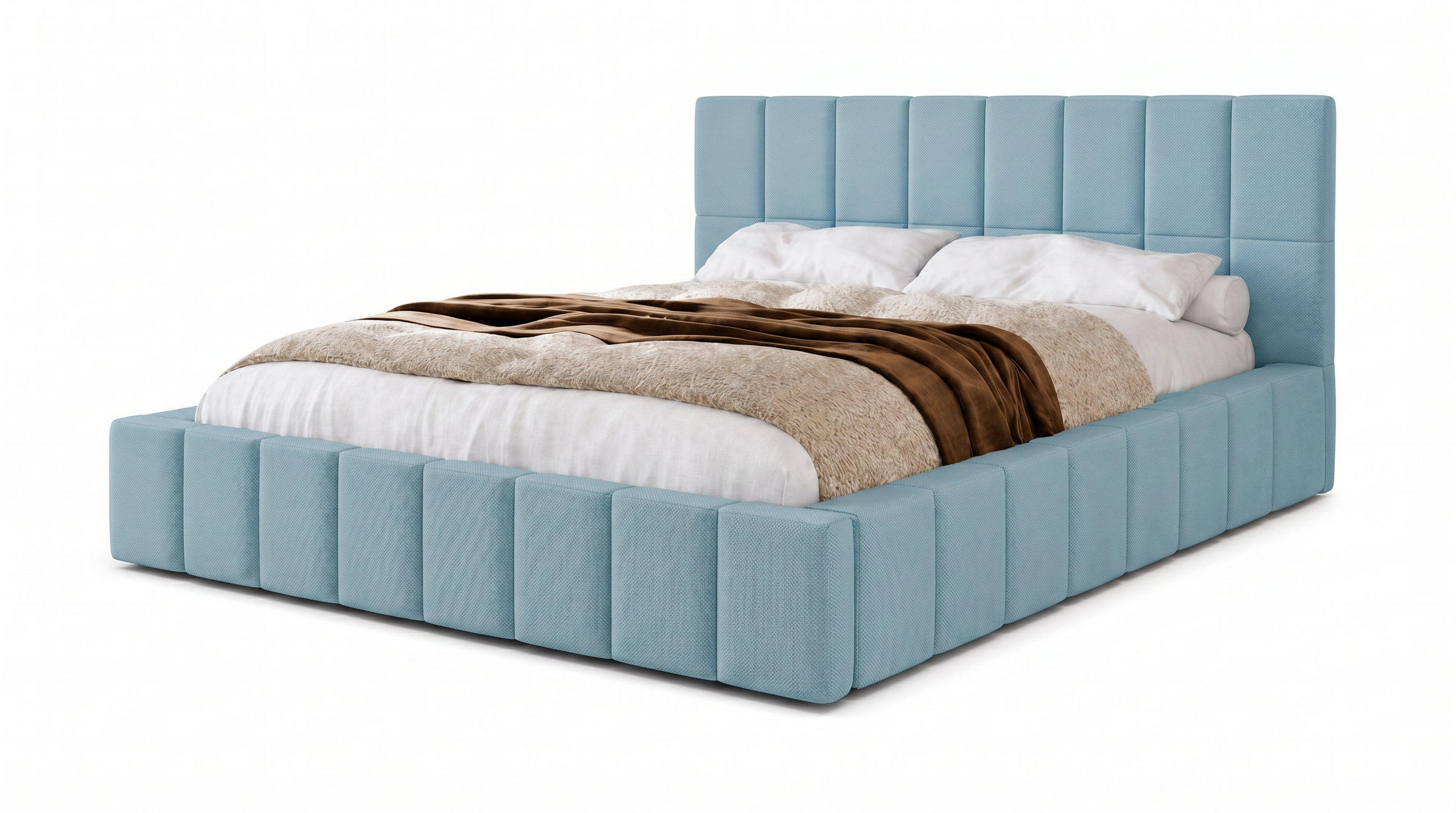 POLSTERBETT 200x200 cm, Alma, Doppelbett mit Bettkasten, Lattenrost aus Holz, Velourstoff, Hellblau - Hellblau, Holz/Kunststoff (200/200cm) - Marpur