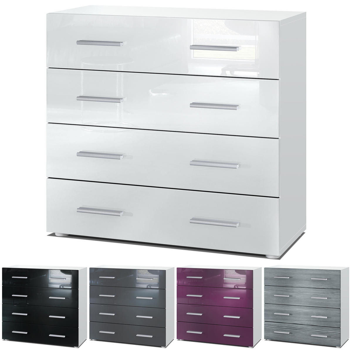 KOMMODE Pavos Eiche Nordic - Silbereichenfarben, Holzwerkstoff (76/72/35cm) - Vladon