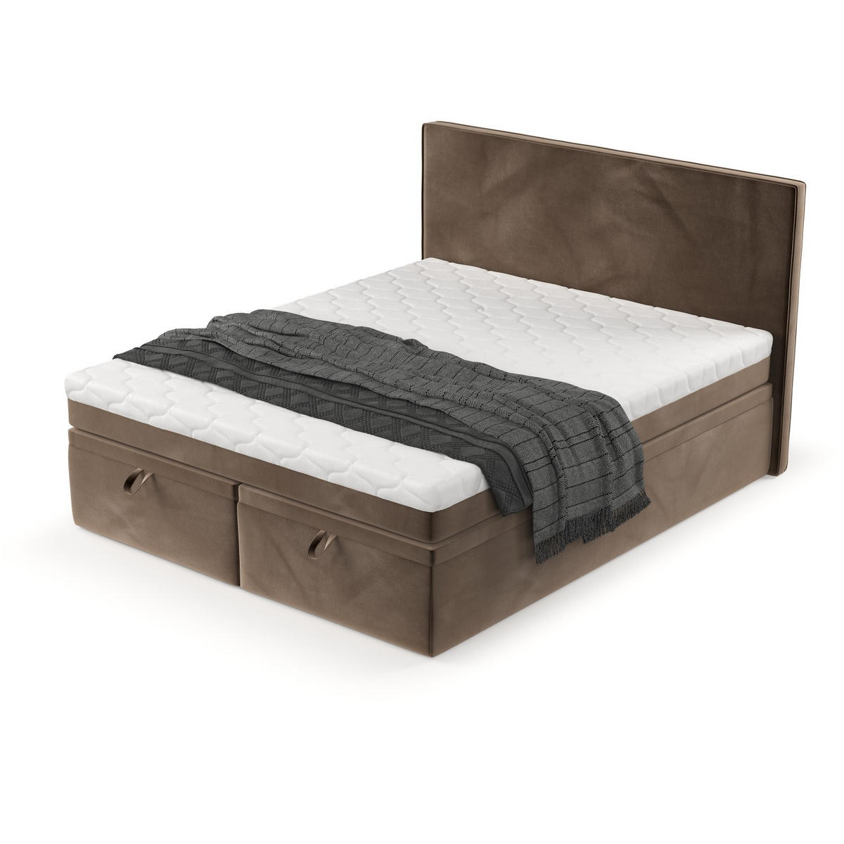 BOXBETT Zalla 200/200 cm Braun im Paros Stoff - Schwarz/Braun, Holz/Holzwerkstoff (200/200cm) - AltaBeds