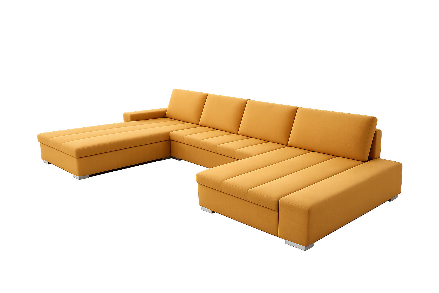 WOHNLANDSCHAFT VERONA U-Form mit Schlaffunktion, Bettkasten und Wellenfederung – Großzügiges Ecksofa 387 cm - Gelb, Kunststoff (387/85/213cm) - Wohnideebilder