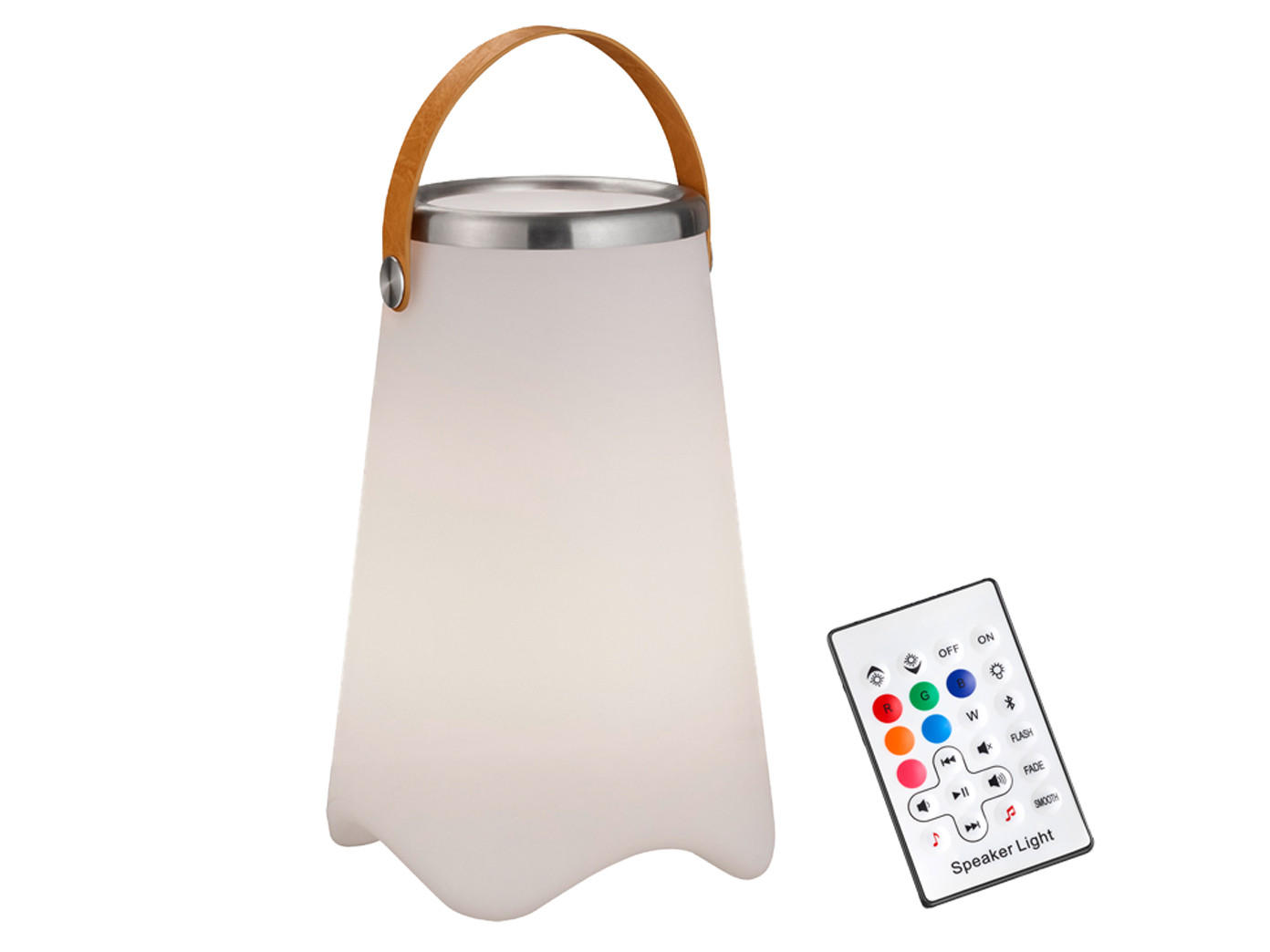 AKKU-TISCHLEUCHTE LED mit RGB Beleuchtung, Bluetooth Lautsprecher & Weinkühler Partylicht, Höhe 38cm - Weiß, Kunststoff/Metall (25/25/38cm) - meineWunschleuchte