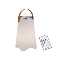 AKKU-TISCHLEUCHTE LED mit RGB Beleuchtung, Bluetooth Lautsprecher & Weinkühler Partylicht, Höhe 38cm - Weiß, Kunststoff/Metall (25/25/38cm) - meineWunschleuchte
