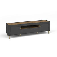 TV-LOWBOARD MONI 08 in Schwarz / Eiche Whiskey matt 177/52/40 cm - Schwarz, Holzwerkstoff (177/52/40cm) - Deine Möbel 24