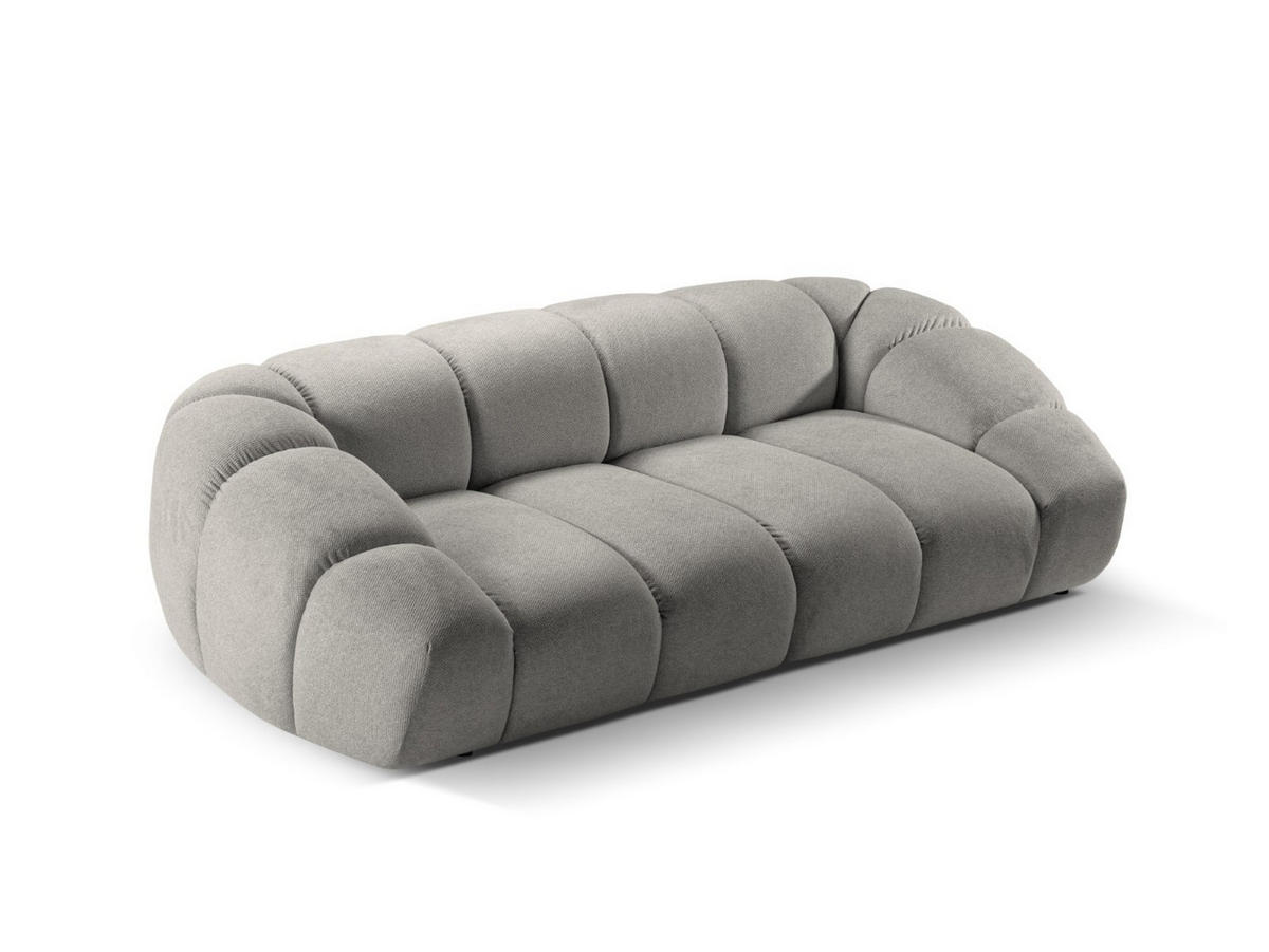 SOFA Diana aus Strukturierter Samt hellgrau 3 Sitzplätze - Hellgrau, Textil (114/72/234cm) - Micadoni