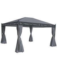 PERGOLA Cadiz 273x400x300cm Grau Seitenwand + Moskitonetz - Grau, Metall (400/273/300cm) - BERLINLODGE