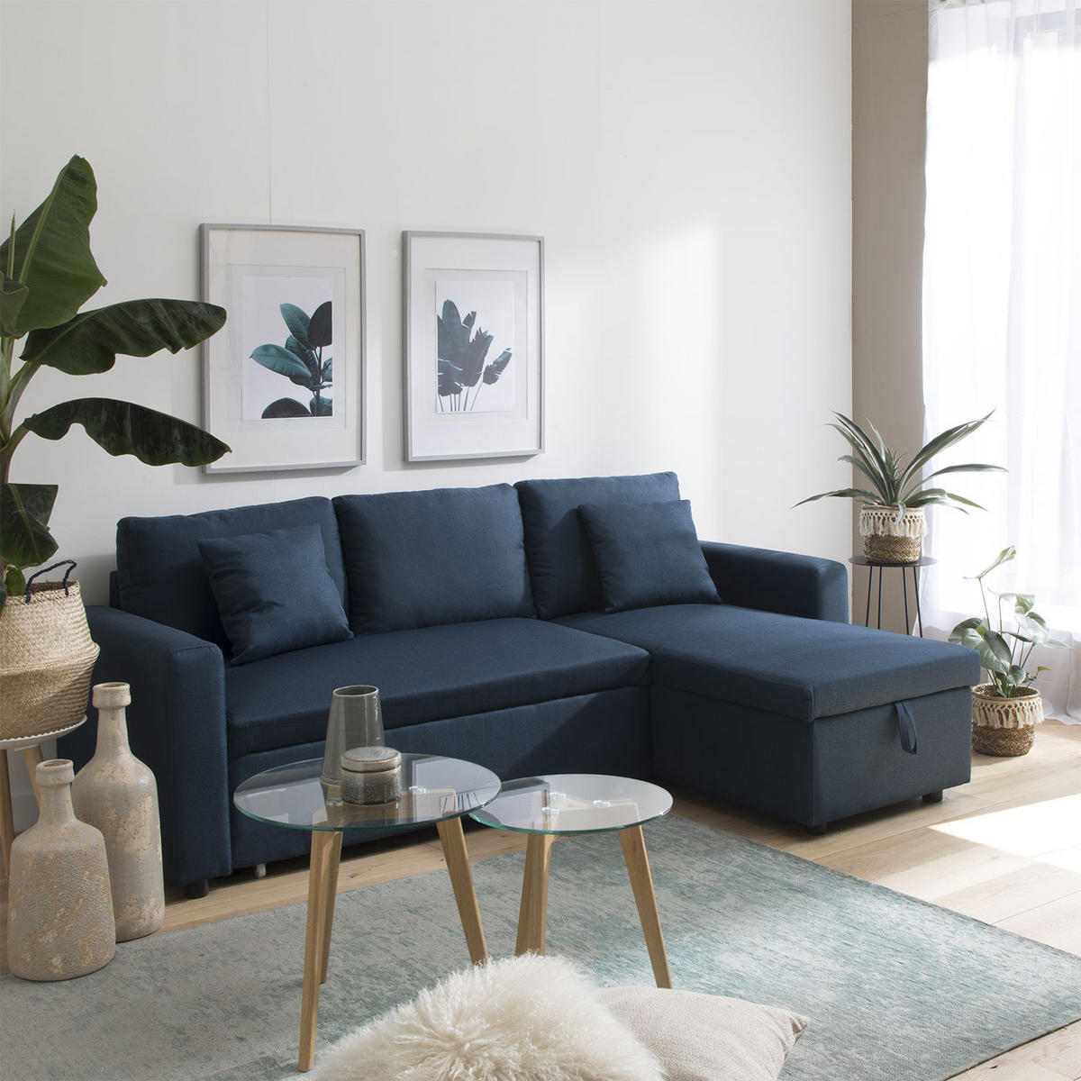 ECKSOFA CLARK Blau 3 Plätze - Blau, Textil (225/146cm) - Happy Garden
