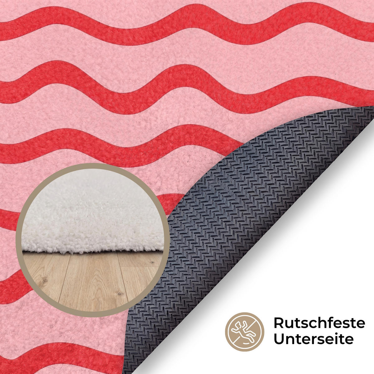 TEPPICH - Verspielt - Muster - Rot - 150x150 cm - Rot, Kunststoff/Textil (150/0.4cm) - OnlyWow