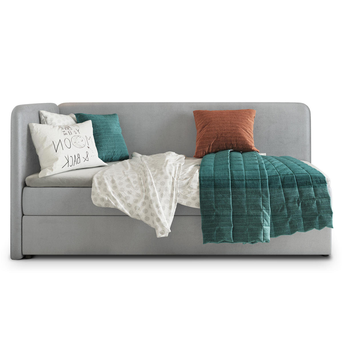 POSTEL BOXSPRING GINA 90x200 cm, s matrací a úložným prostorem, světle šedá - světle šedá, kompozitní dřevo/textil (90/200cm) - MASSENO