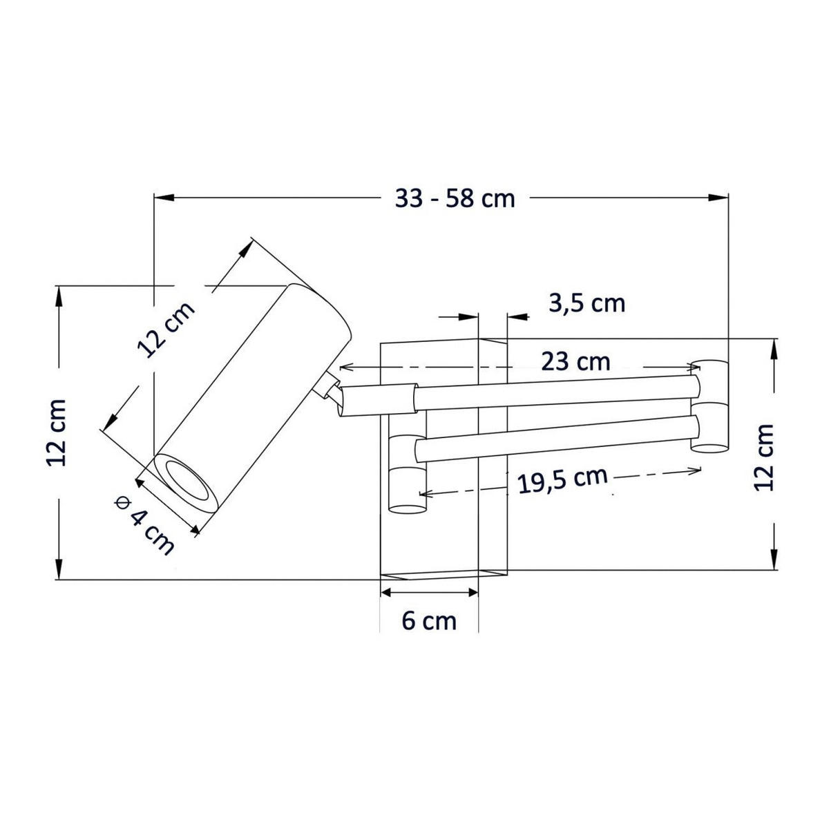 WANDLEUCHTE Rimio, Schwarz, 33cm - Schwarz, Metall (33/12/33cm) - KOSILUM