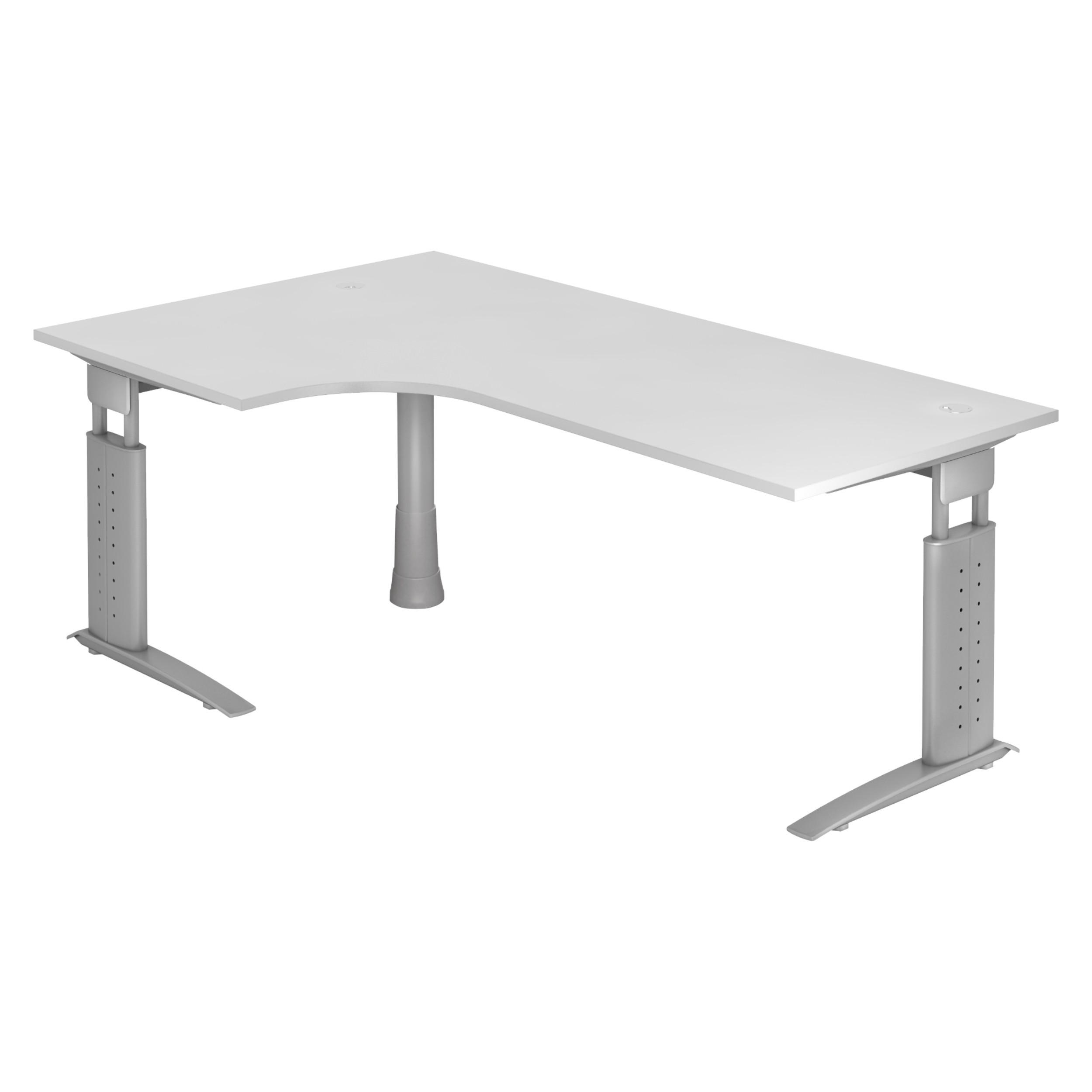 SCHREIBTISCH Serie-U 120/200/74 cm in Weiß/Silberfarbengrau - Silberfarben/Weiß, Holzwerkstoff (120/200/74cm) - bümö