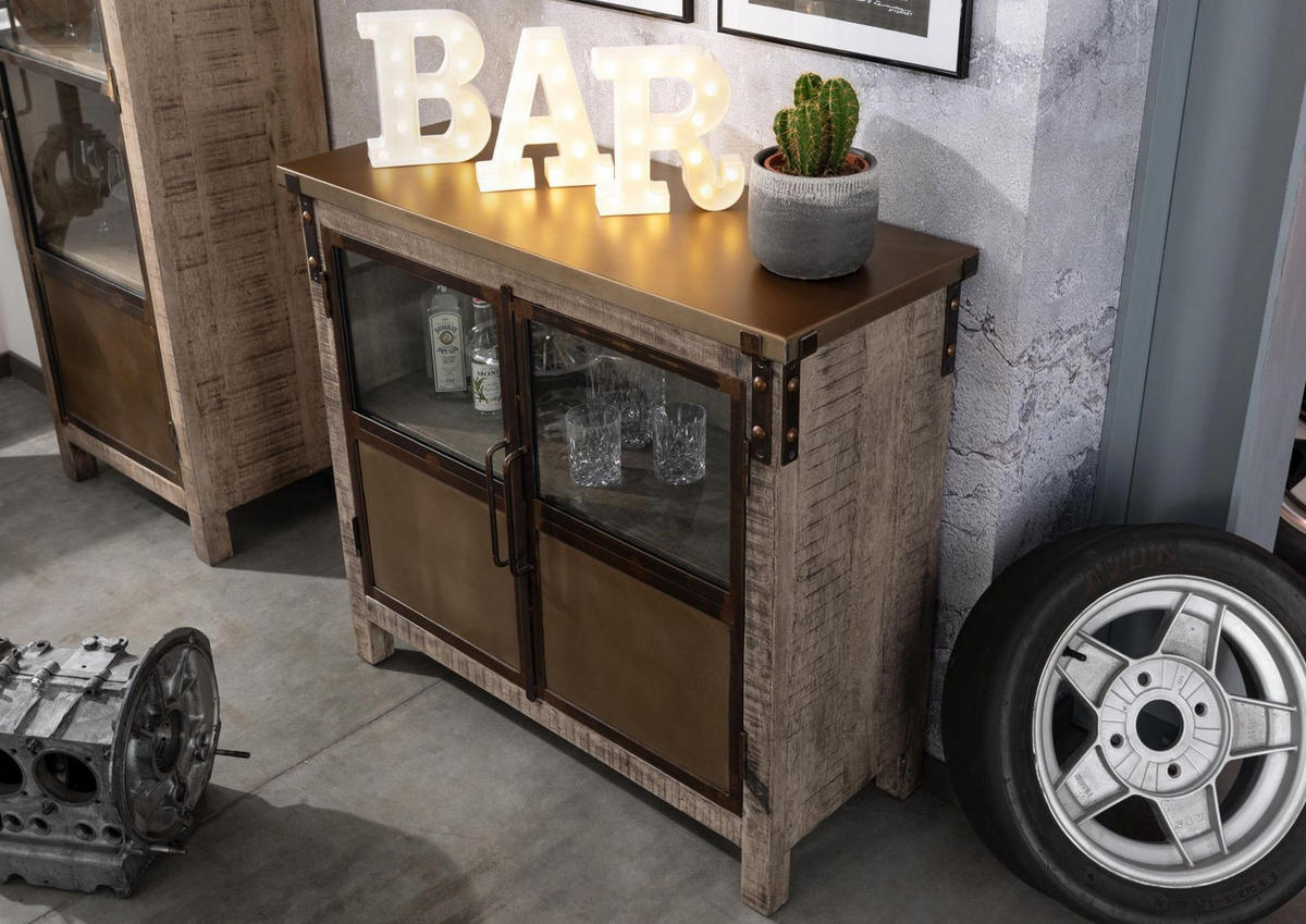SIDEBOARD Mango 100x40x90 braun lackiert HEAVY INDUSTRY #227 - Braun, Holz (100/90/40cm) - Massivmoebel24
