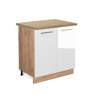 SPÜLENUNTERSCHRANK Fame-Line Weiß Hochglanz 80 cm, AP Eiche - Honigeiche/Weiß Hochglanz, Holzwerkstoff (80/82/60cm) - Vicco