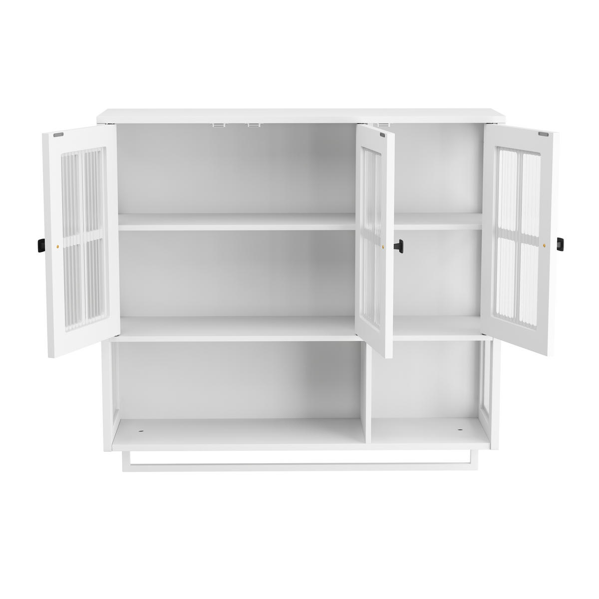 KÜCHENOBERSCHRANK 88x26x82.5 cm in Weiß aus Sicherheitsglas mit geriffeltem Glas & Handtuchstange - Weiß, Holzwerkstoff (88/82.5/26cm) - Modfu