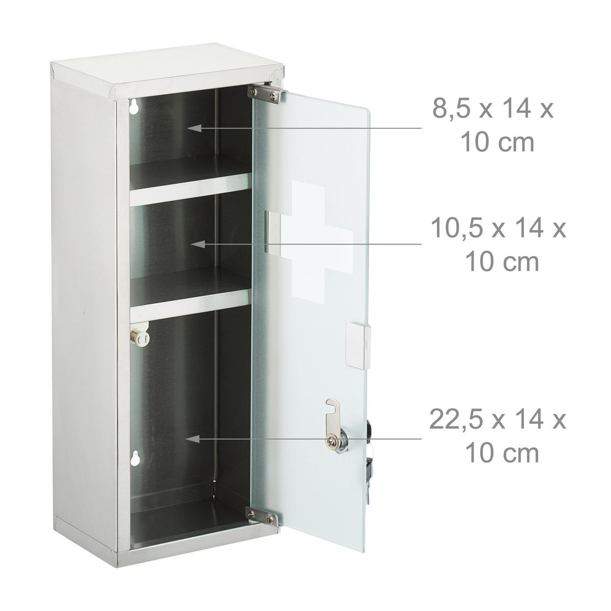 MEDIZINSCHRANK - Multicolor, Glas/Metall (18/45/12cm) - Relaxdays
