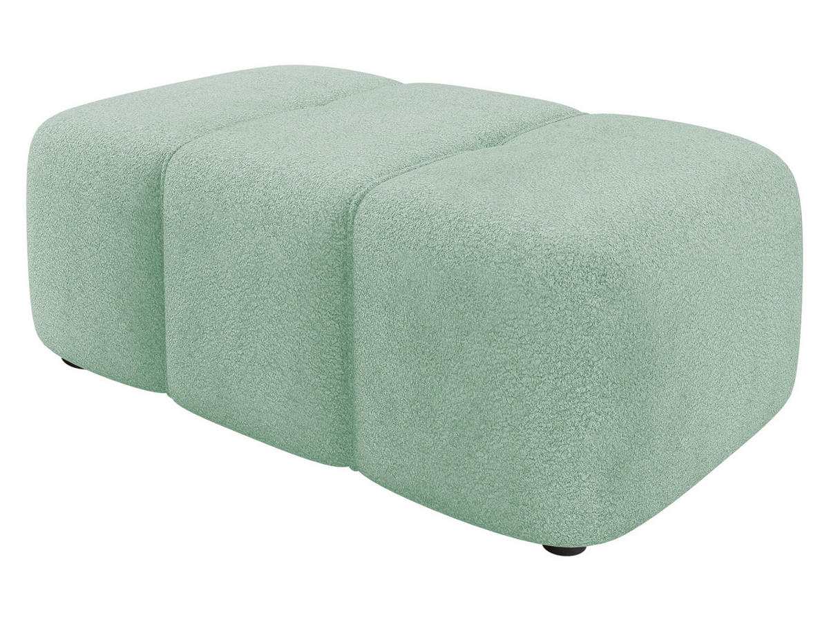 POLSTERHOCKER Furyn Boucle - Schwarz/Mintgrün, Holzwerkstoff/Kunststoff (93/38/62cm) - MIRJAN24