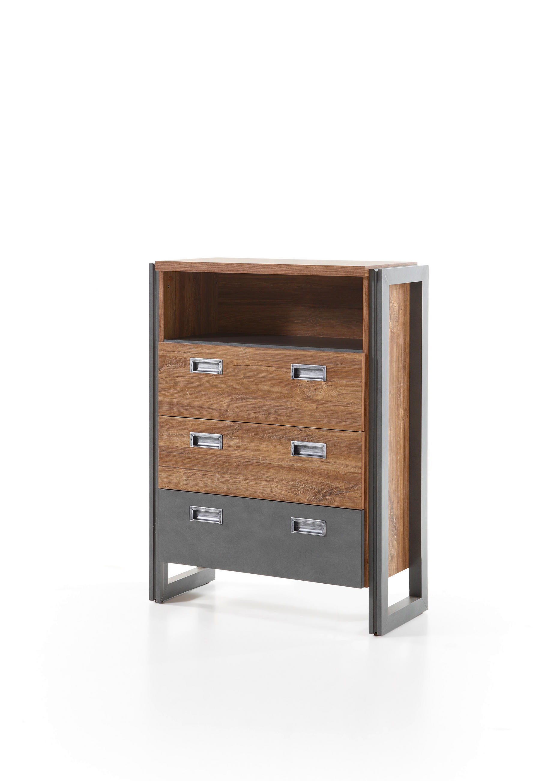 KOMMODE I12 Stirling Oak & Matera 75/100/33 cm mit Schubkästen - Eichefarben, Holzwerkstoff (75/100/33cm) - Livojo