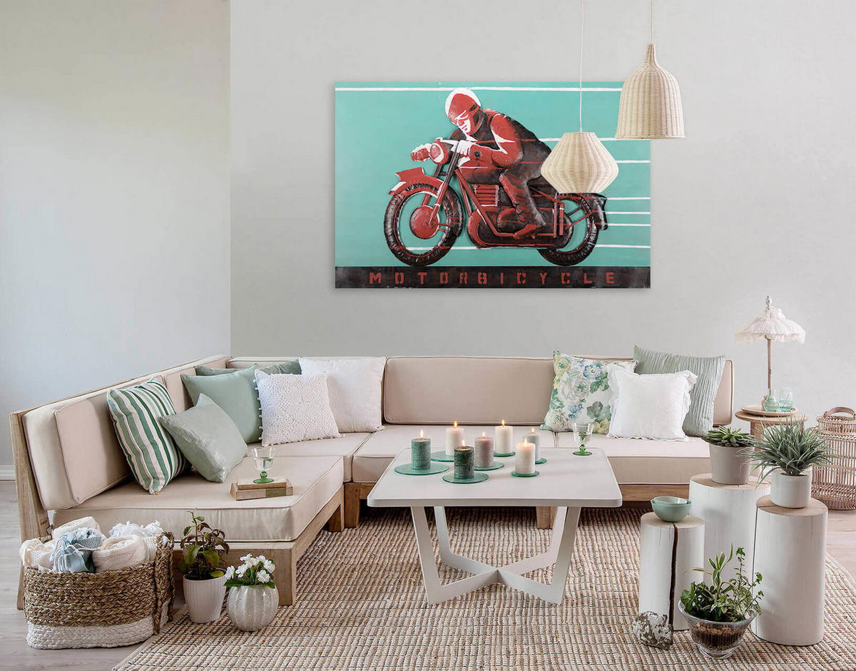 METALLBILD Rot 120/80 cm - Blau/Rot, Metall (120/80cm) - KUNSTLOFT