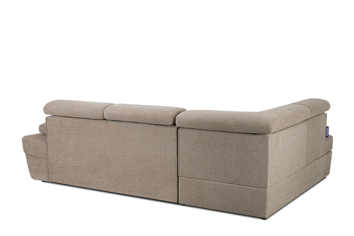 SCHLAFECKSOFA RATLO links 4/5-Sitzer mit Bettkasten, dunkelbeige - Beige/Silberfarben, Textil (270/190cm) - KONSIMO®