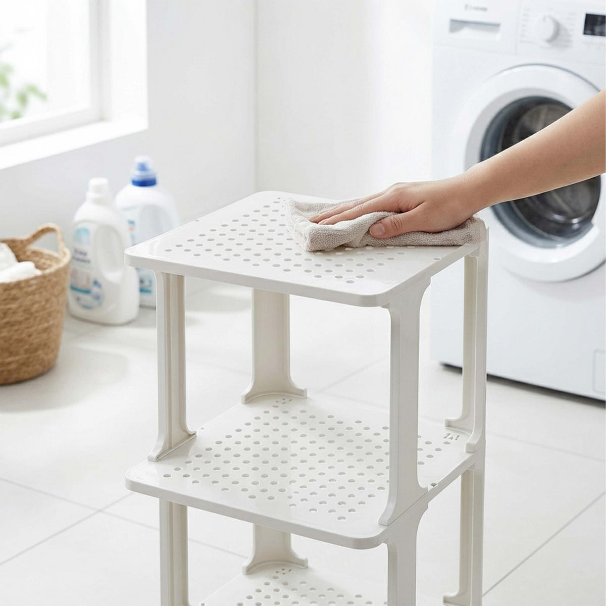 REGÁL Bílý na boty stohovatelný 6dílné-balení - bílá, plast (26.5/91/30.5cm) - Relaxdays