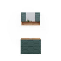 BADMÖBEL-SET Irma Grün 2 Teile, Unterschrank 80 cm - Eiche Wotan/Grün, Holzwerkstoff (80/58.6/41cm) - Vicco