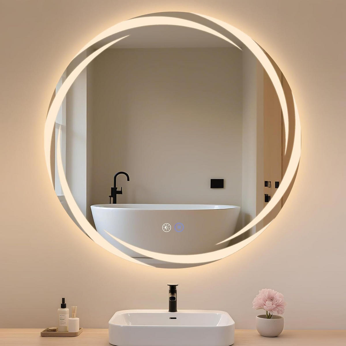 BADSPIEGEL Modern Jannikw 80/80/2.4 cm - Alufarben, Glas/Metall (80/2.4/80cm) - ZMH