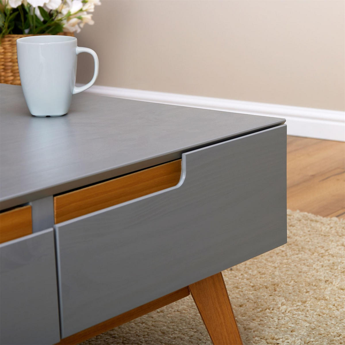 COUCHTISCH TIBOR - Grau, Holz (60/90/36cm) - IDIMEX