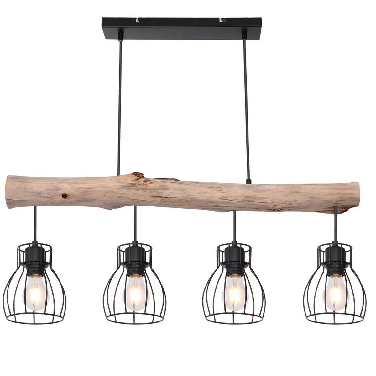 LED HÄNGELEUCHTE Holz Schwarz - Schwarz, Holz (82.5/13.6/140cm) - Globo Lighting