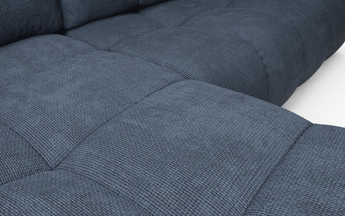 ECKSOFA DUCA L-S Dunkelblau Chenille mit Schlaffunktion - Dunkelblau, Holz (266.5/266.5cm) - MASSENO