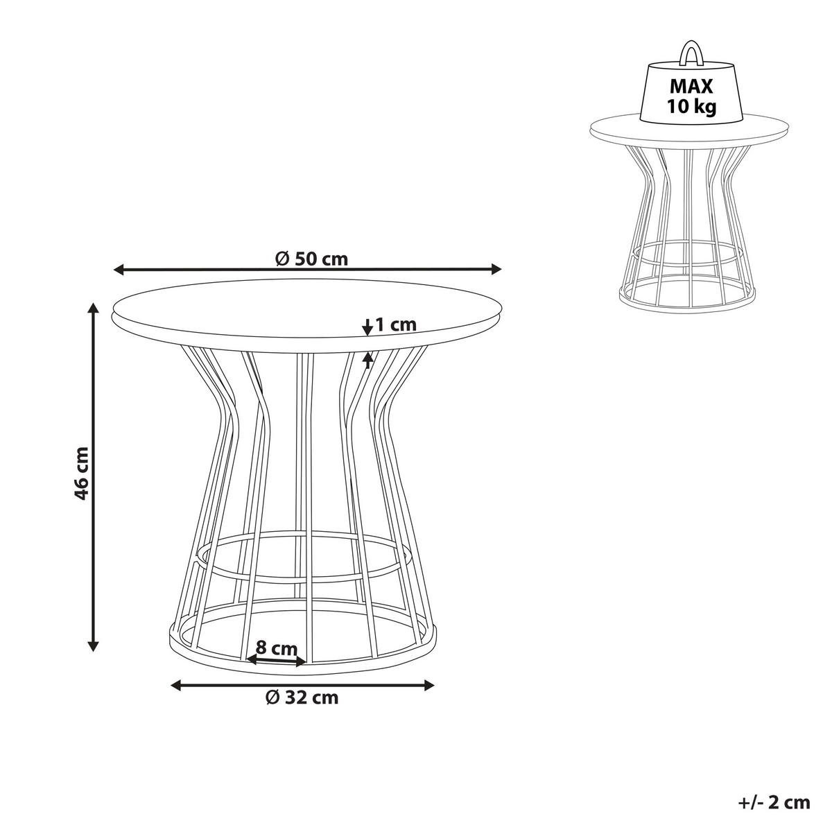 COUCHTISCH Marmor Optik weiß/gold 50 cm Concan - Goldfarben/Weiß, Holzwerkstoff (50/50/46cm) - Beliani