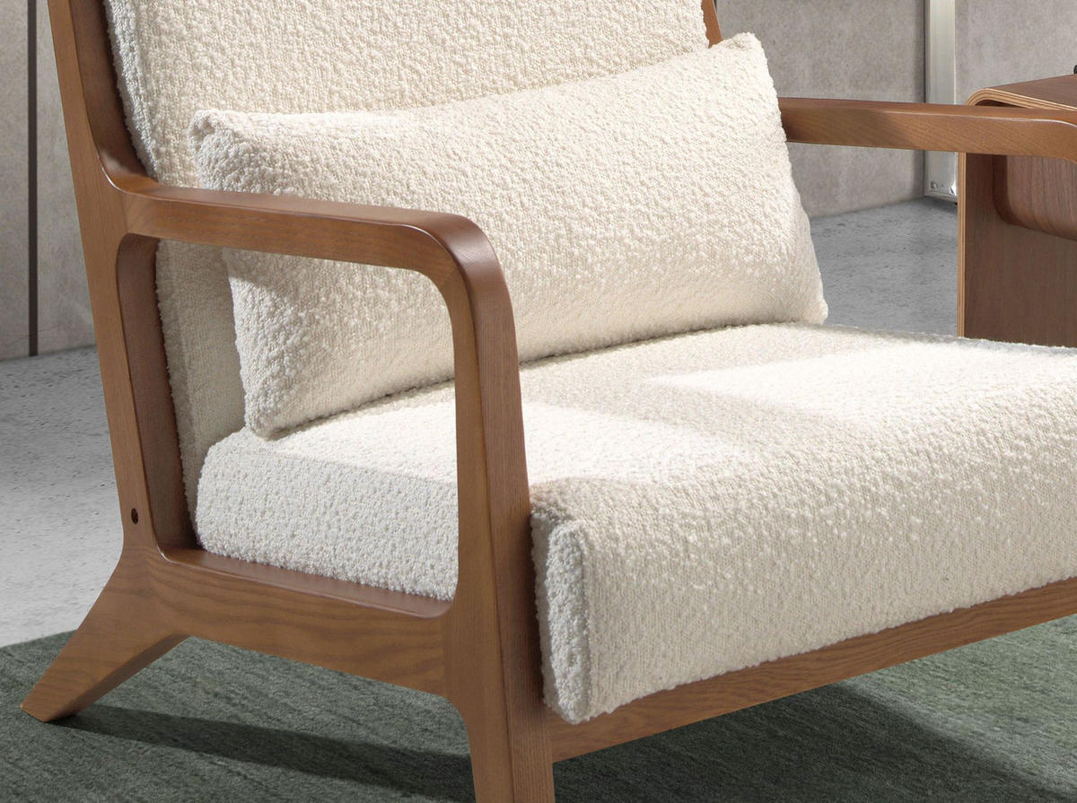 SESSEL Weißer Stoff 68/86/74 cm - Walnussfarben/Creme, Holz/Textil (68/74/86cm) - ANGEL CERDA