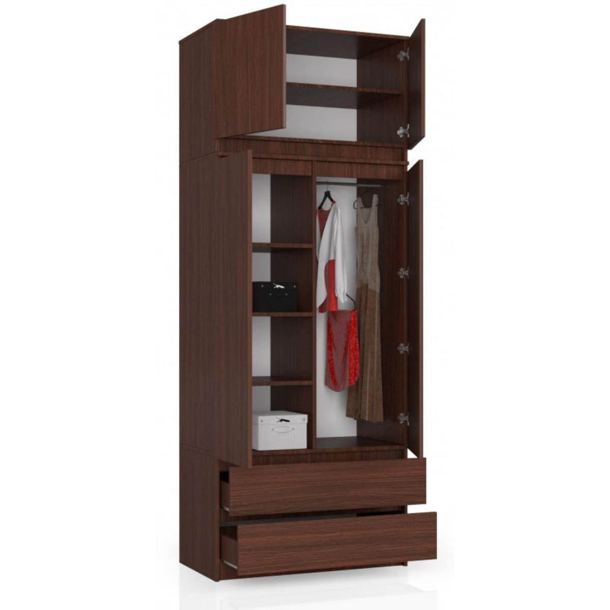 KLEIDERSCHRANK Wengefarben 90x51x234 cm - Wengefarben, Holzwerkstoff (90/234/51cm) - Akord