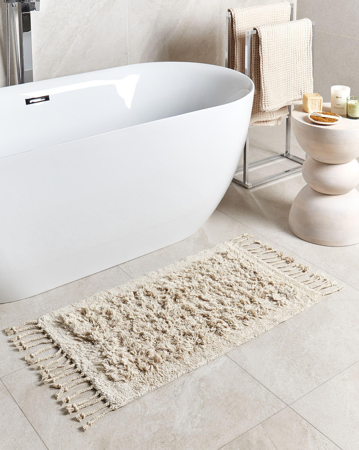 KOUPELNOVÁ PŘEDLOŽKA Béžová 50/80 cm Bavlna Oltan - béžová, textil (50/80cm) - Beliani