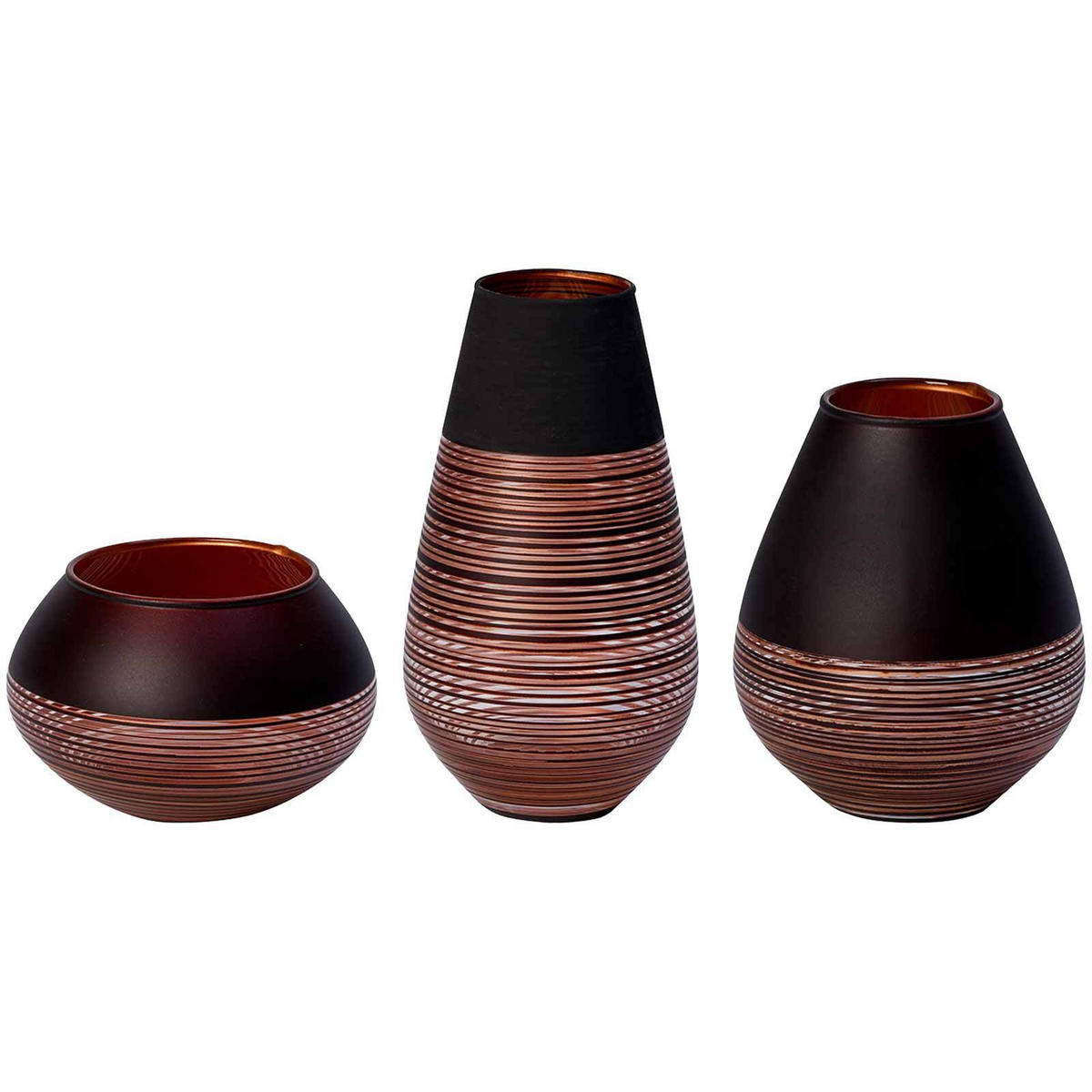 DEKO-SET Manufacture Swirl schwarz 3er Set - Schwarz, Glas (1cm) - Villeroy & Boch