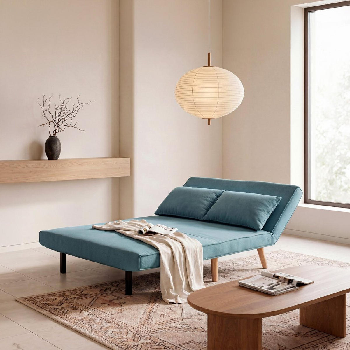 SCHLAFSOFA Noa Blau 117 cm x 79 cm - Blau, Textil (117/79/75cm) - Klast Home