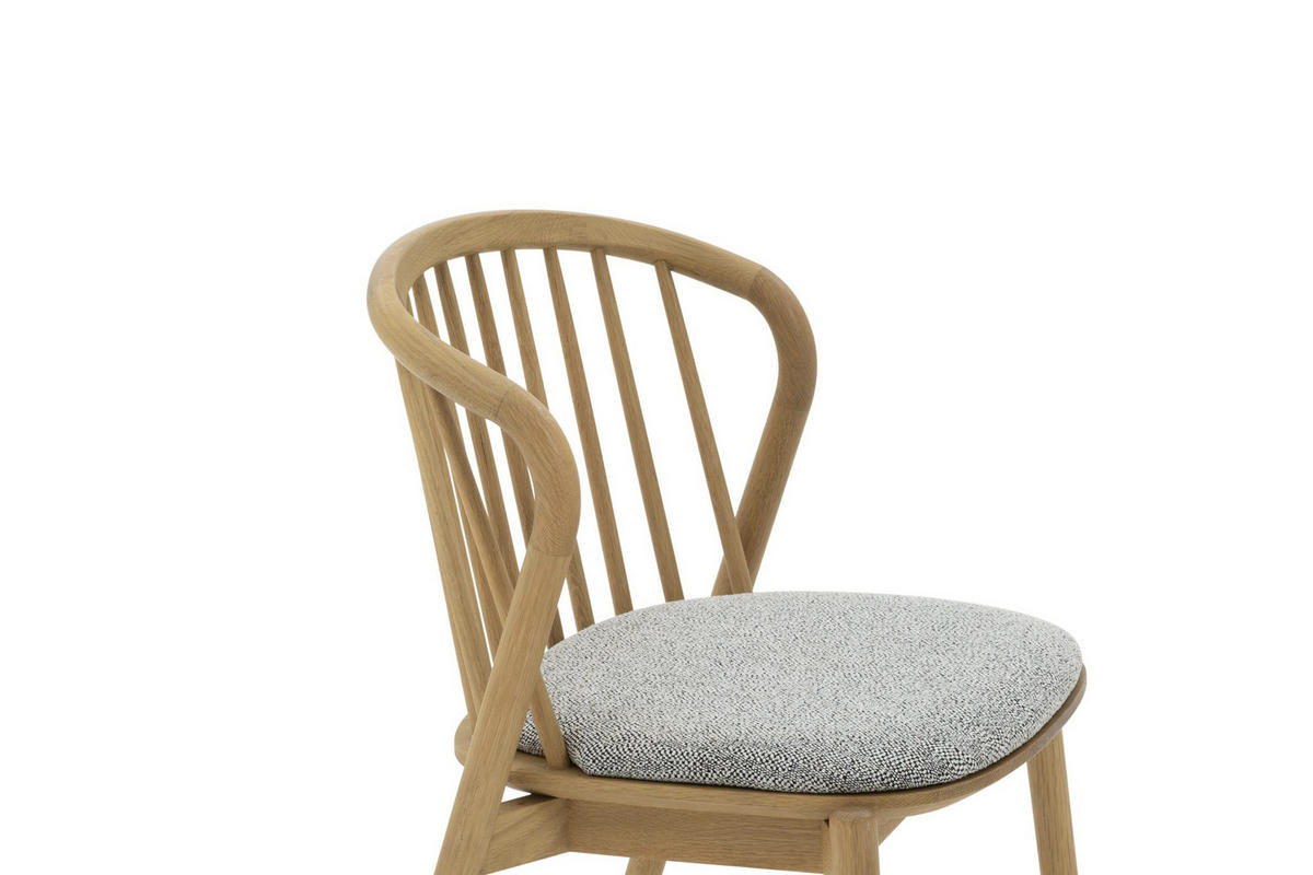 ESSZIMMERSTUHL Saga 2er Set, mit Sitzkissen, Natur Massiveiche - Grau, Holz (54/80/54cm) - WOODEK