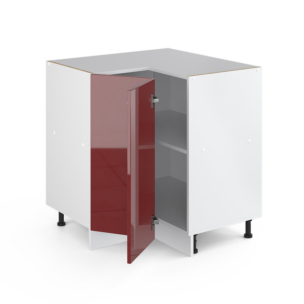ECKUNTERSCHRANK R-Line Bordeaux Hochglanz 75.6 cm, AP Anthrazit - Bordeaux/Weiß, Holzwerkstoff (75.6/81.6/60cm) - Vicco