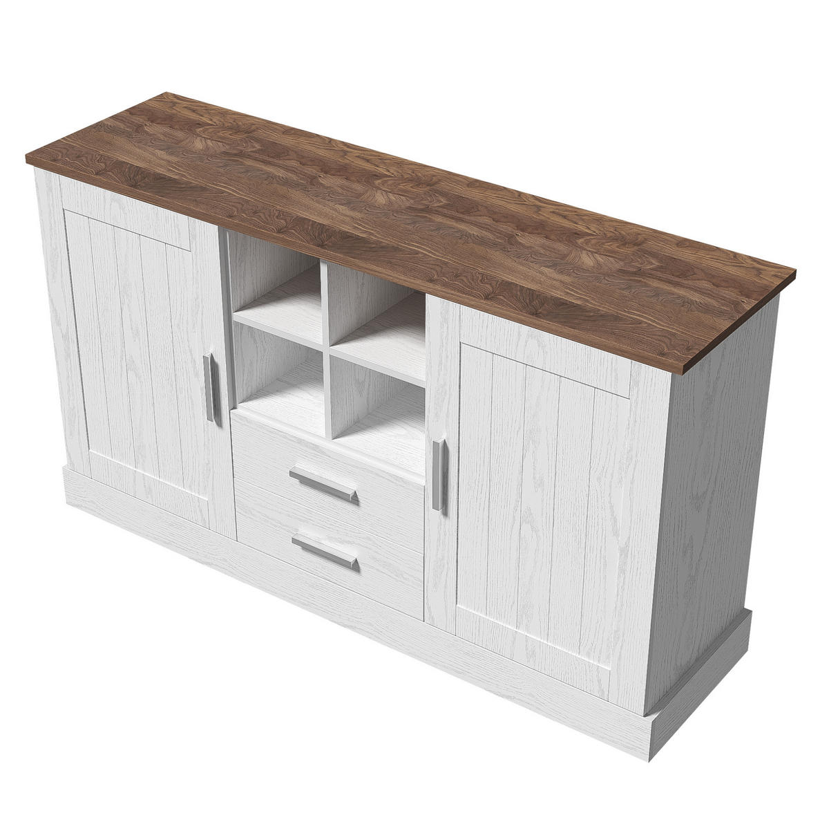 SIDEBOARD 140/40/79,5 cm in Weiß und Braun mit 2 Türen und 2 Schubladen - Braun, Holzwerkstoff (140/79.5/40cm) - Flora Grace