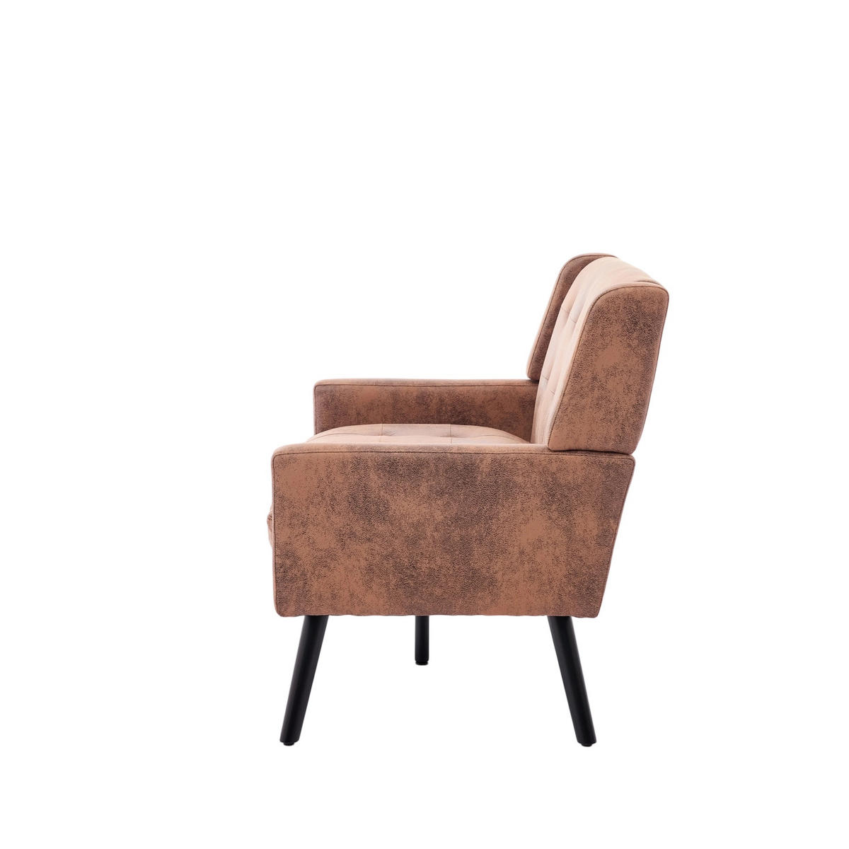 SITZBANK 2-Sitzer Suedevlies-Polster mit Knopfheftung, Massivholzbeinen 119/75/88 cm Dunkelbraun - Dunkelbraun, Textil (75/88/119cm) - Redom