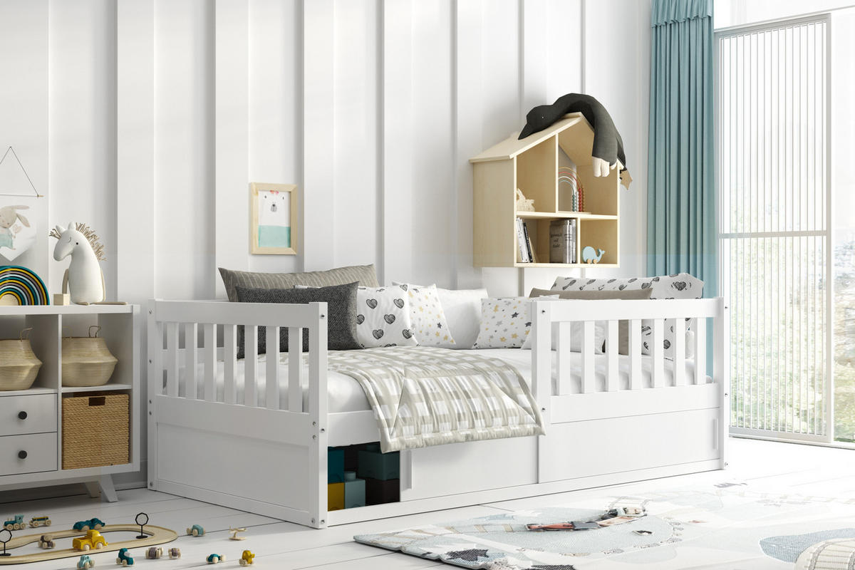KINDERBETT Smart, 80x160, mit Stauraum, weiß - Weiß, Holz (80/160cm) - Interbeds